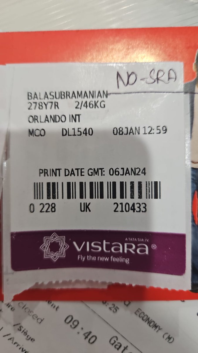 kay1328's tweet photo. @airvistara Hi Aishwarya, thanks for getting back to me on this. As per the last information received the baggage hasnt left Delhi. This is the tag I have, is there anything you can help me with this please? https://t.co/X0569BQyPF