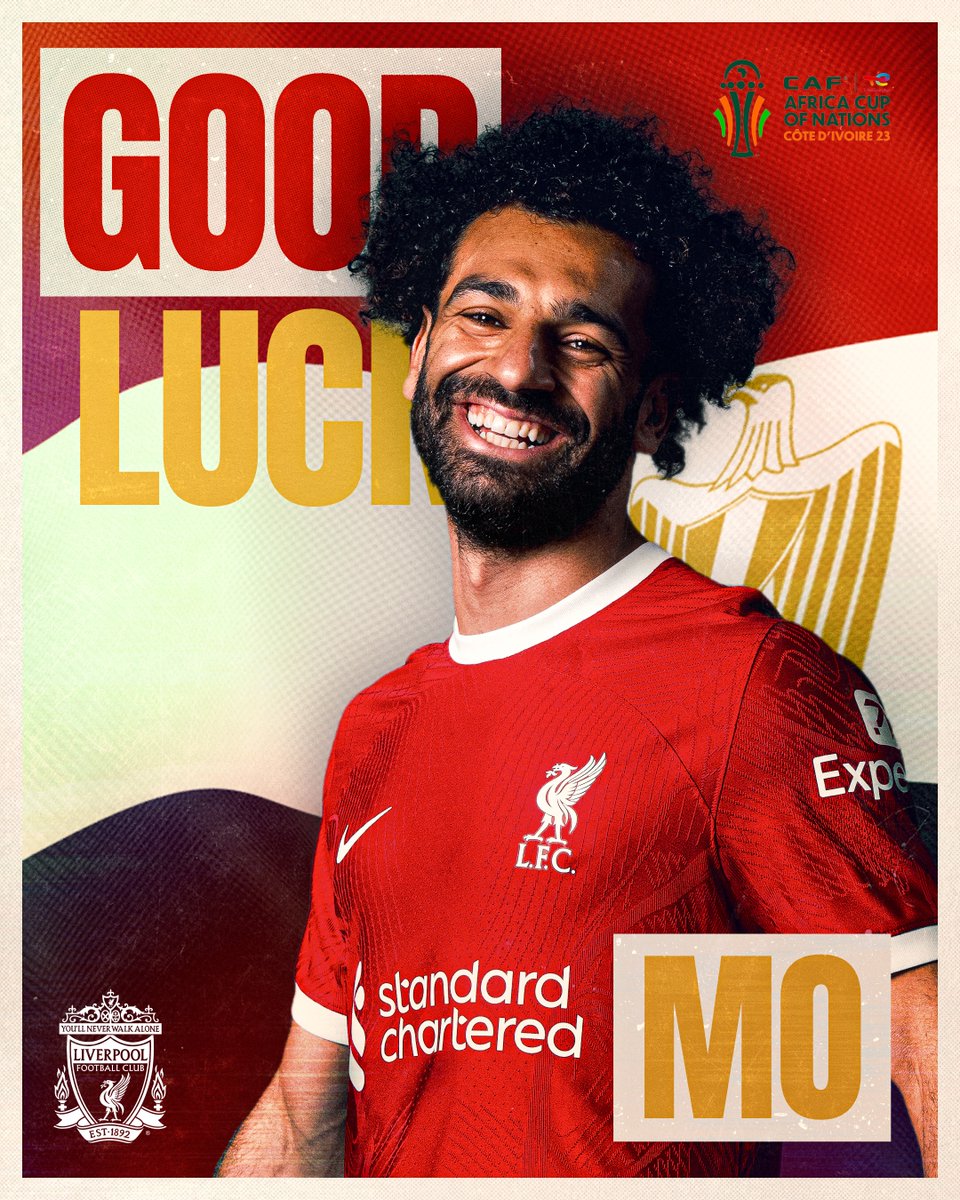 LFC's tweet photo. Good luck to @MoSalah competing in the #AFCON2023 with #TeamEgypt 👊🇪🇬 https://t.co/I5cAch1MNt