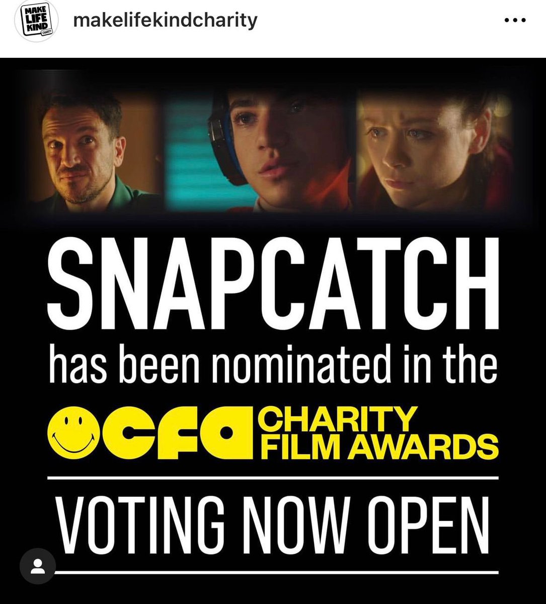 We've been nominated in the Charity Film Awards for SnapCatch! SnapCatch tackles an increasing issue for both young people and society as a whole. Please help us spread awareness & understanding. If you can share and vote we'd be hugely grateful 🙏🏼 #snapcatch #short #film