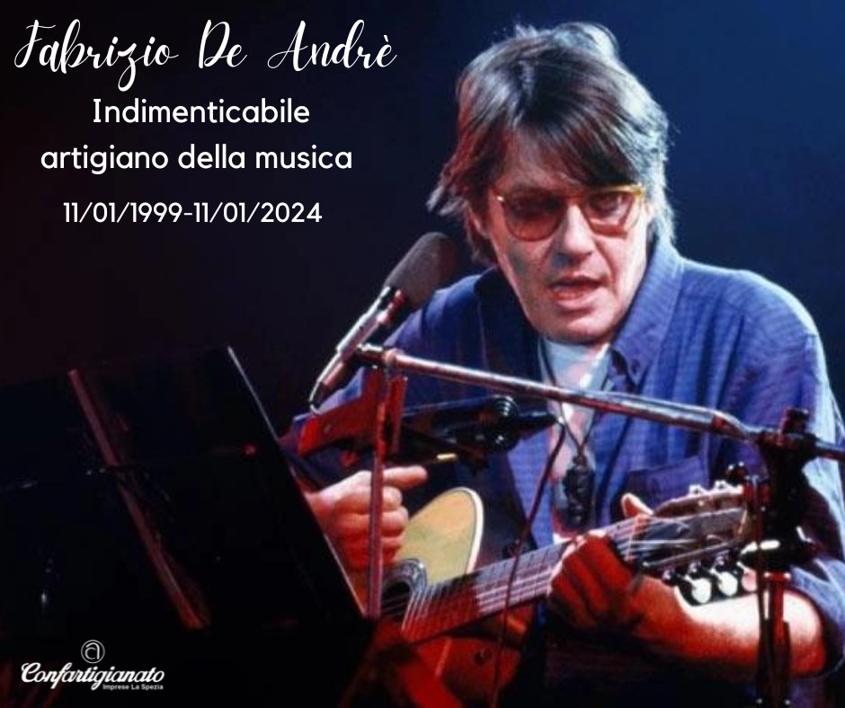 Confartigianato La Spezia ricorda i 25 anni dalla scomparsa di Fabrizio De André, grande artista ligure, artigiano della musica che ha saputo come pochi raccontare la licusticità 

#LaSpezia #NoiConfartigianato #fabriziodeandre #artigianodellamusica #musica <a href="/artigiano/">楽土</a>
