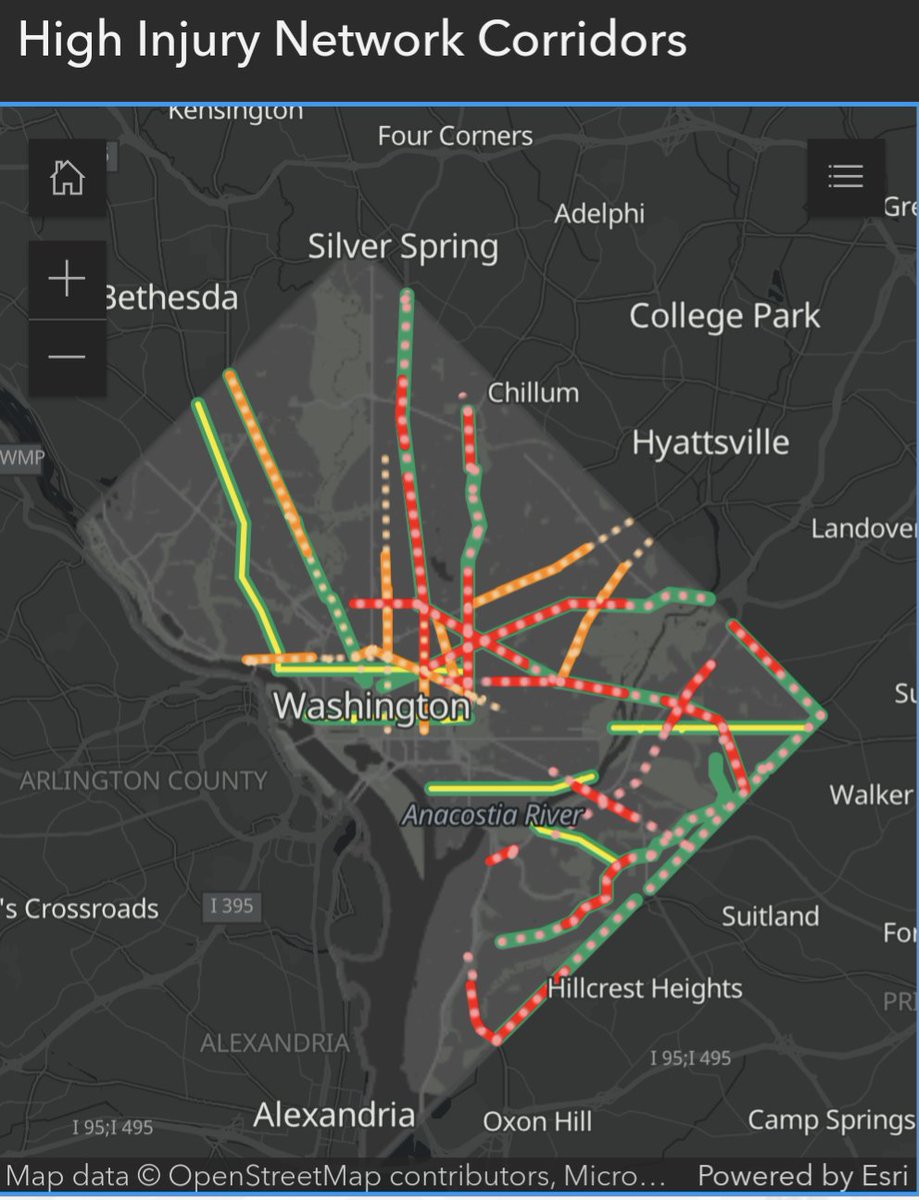 Look how much our high injury network matches up with the 2010 @DCStreetcar proposal. If we built this, I guarantee we would be singing a different tune right now. #zerovision #visionzero