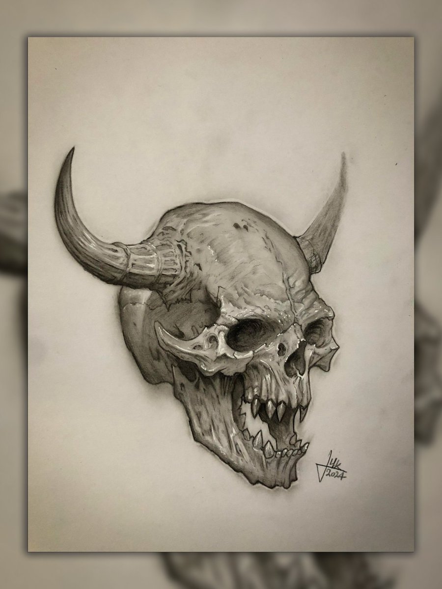 ThkTattoo's tweet photo. Static image of my latest skull drawing.
Made using charcoal &amp; graphite. Posca for highlights. 😊

https://t.co/zaASLlM6d3

#mythologyart #artistsupport #art #artreels #skullart #skulltattooidea https://t.co/4fHd6GX6fs