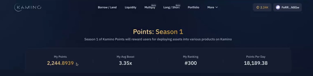 🚨 BREAKING BIG:

@Kamino_Finance Season 1 Points starting early next week.