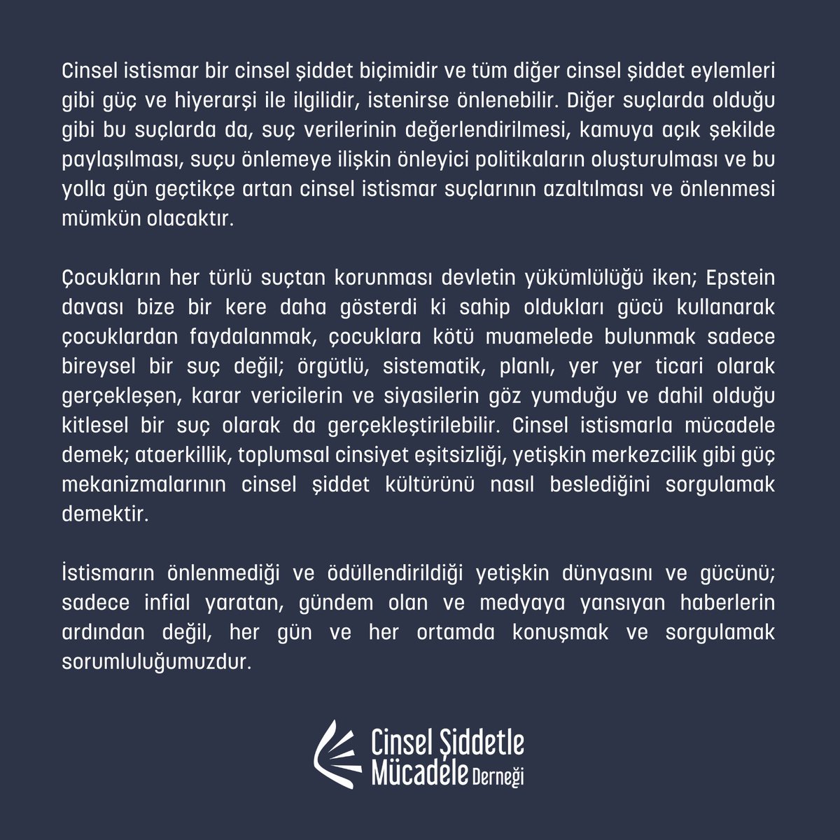 İstismarın önlenmediği ve ödüllendirildiği yetişkin dünyasını ve gücünü; sadece infial yaratan, gündem olan ve medyaya yansıyan haberlerin ardından değil, her gün ve her ortamda konuşmak ve sorgulamak sorumluluğumuzdur
#cinselistismarönlenebilir #cinselistismarpolitiktir #epstein