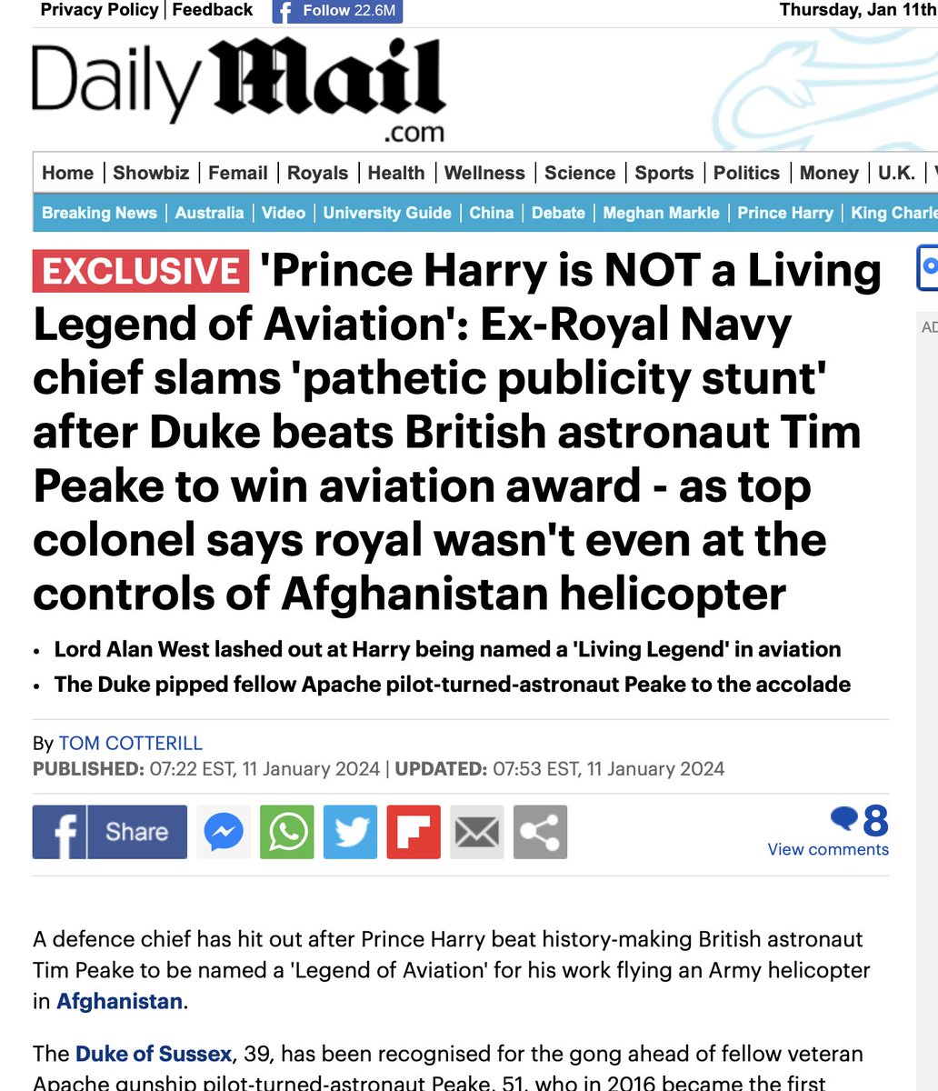 🛟🚨<the Cold War naval commander told MailOnline: 'He is not a living legend of aviation😮. To suggest he is, is pathetic😂. It makes the whole thing seem a bit of a nonsense if they’re willing to pick someone like Prince Harry.>😂🛟🪐#PrinceForSale #BunkerHarry #LivingLegends…