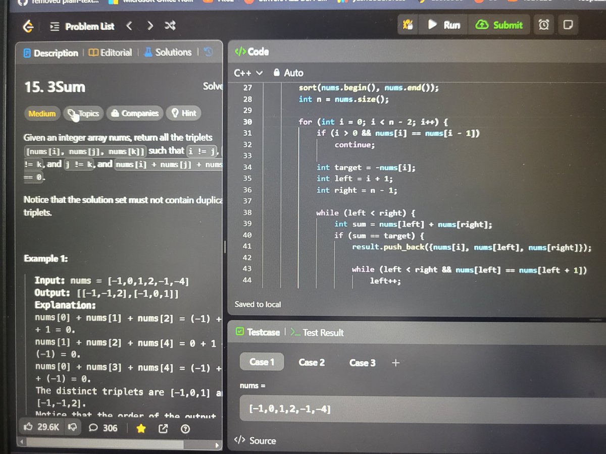 yashwan86699983's tweet image. 7/100 Day 7 Just tackled 5 challenging problems from A to Z sheets today! 💻🚀 Covered majority element, 3sum, 4sum, Pascal's Triangle, and nailed the Largest Subarray with 0 sum. 💪 and did daily leetcode #CodingJourney #AlgorithmChallenge #LeetCode #Programming"
