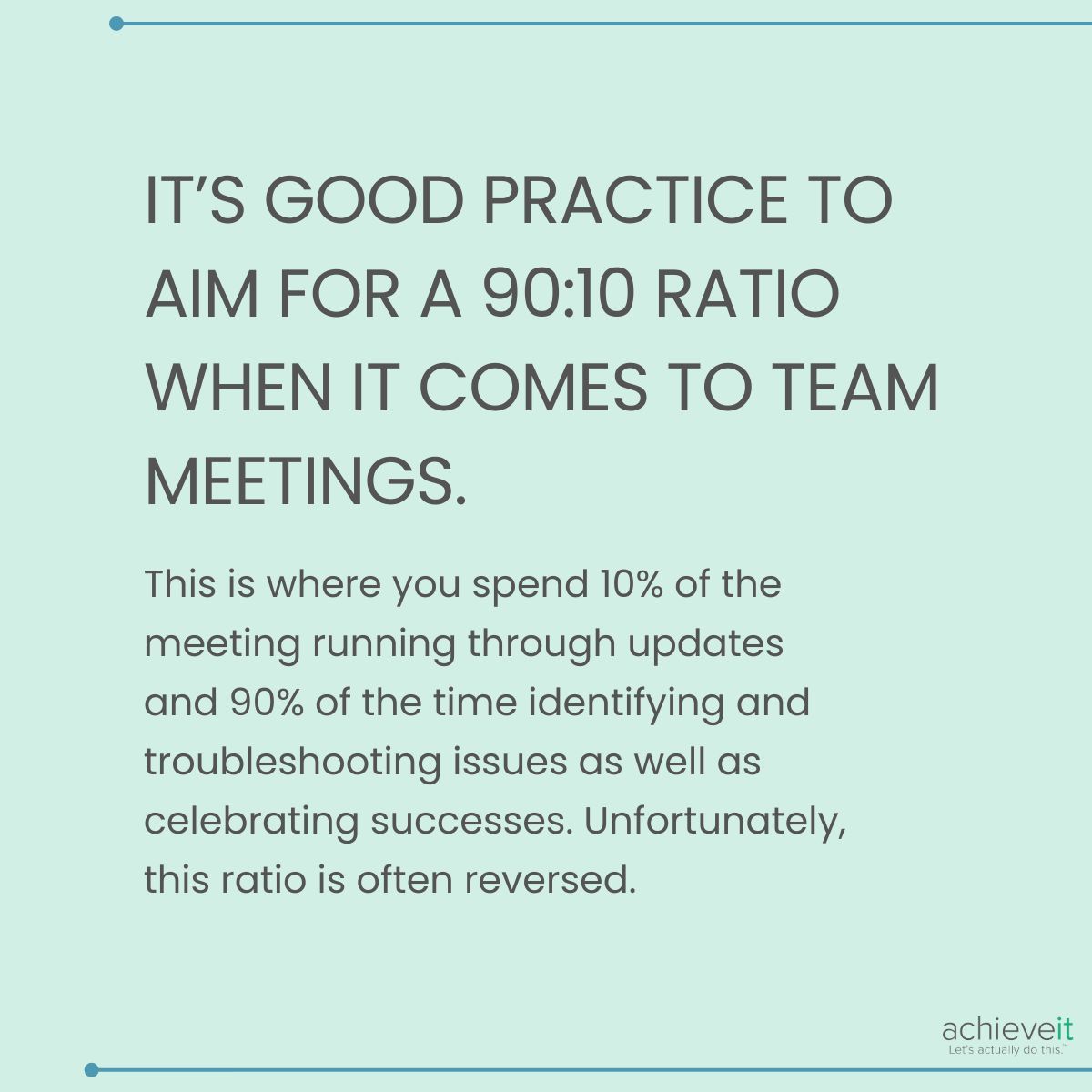 GoAchieveIt's tweet image. By prioritizing problem-solving over lengthy updates, teams can build solutions and drive strategy forward. What meeting structure does your team prefer to use? 

#StrategicSolutions #TeamStrategy