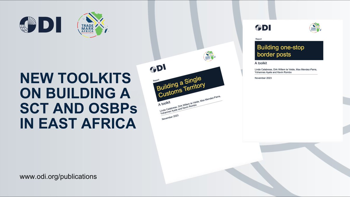 ODI Trade | @odi-trade.bsky.social (@odi_trade) on Twitter photo Cross-border #trade is vital to East #Africa's economy. Our toolkits w/ <a href="/TradeMarkAfrica/">TradeMark Africa</a> share lessons of supporting regional integration through One-Stop Border Posts and Single Customs Territory:
▪️OSBPs toolkit: odi.org/en/publication…
▪️SCT toolkit: odi.org/en/publication… Cross-border #trade is vital to East #Africa's economy. Our toolkits w/ <a href="/TradeMarkAfrica/">TradeMark Africa</a> share lessons of supporting regional integration through One-Stop Border Posts and Single Customs Territory:
▪️OSBPs toolkit: odi.org/en/publication…
▪️SCT toolkit: odi.org/en/publication…