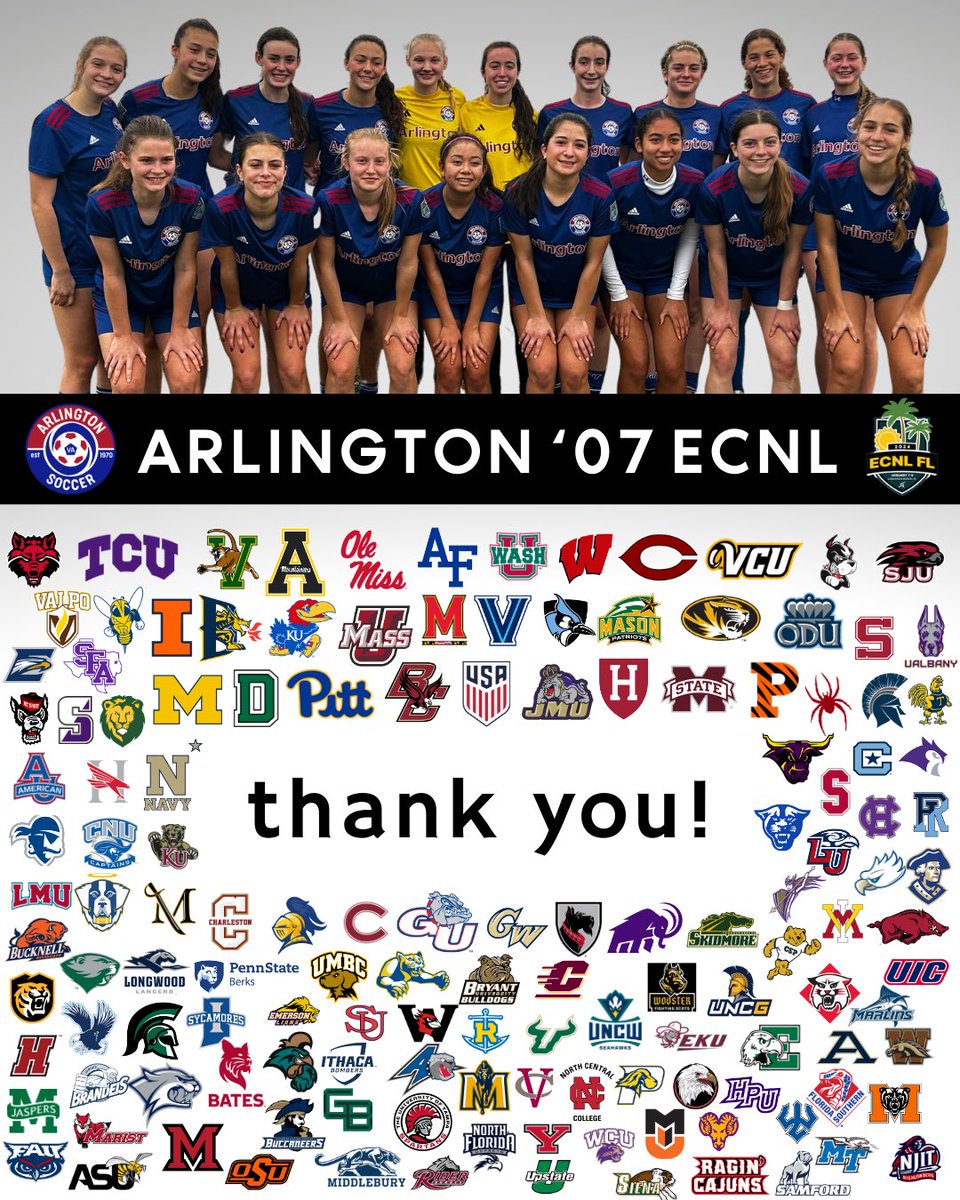 ARL07GirlsECNL's tweet photo. Thank you to all the coaches who came out to watch our games at #ECNLFL earlier this week! #TeamArlington @arlingtonsoccer @ImYouthSoccer @TopDrawerSoccer @ECNLgirls https://t.co/KLJK4qIdgA