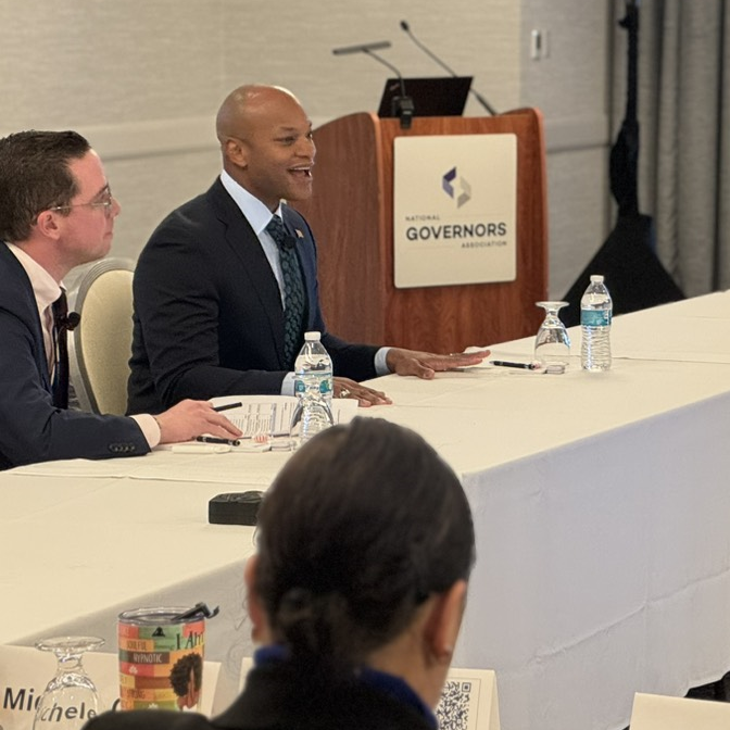 NatlGovsAssoc's tweet photo. "Service does not just change your now, it changes your lens. There is a labor participation and a labor training divide that we have to address. The service year option is helping to address both." @GovWesMoore addressing NGA's Service-to-Career Pathways Action Lab this morning. https://t.co/sPlPGOj7gk