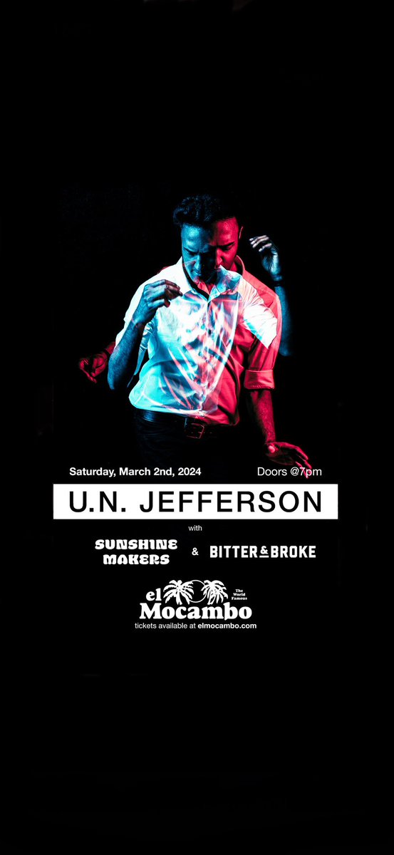 U.N. Jefferson (@unjeffersonband) on Twitter photo TORONTO! SATURDAY MARCH 2nd, <a href="/theelmocambo/">El Mocambo</a> with <a href="/MakersSunshine/">SunshineMakersMusic</a> and Bitter&Broke. Tickets available at UNJefferson.com. TORONTO! SATURDAY MARCH 2nd, <a href="/theelmocambo/">El Mocambo</a> with <a href="/MakersSunshine/">SunshineMakersMusic</a> and Bitter&Broke. Tickets available at UNJefferson.com.