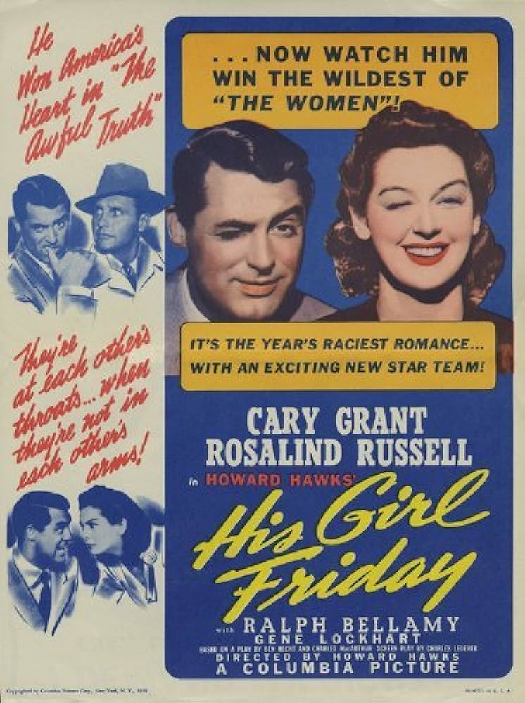 moviesunlimited's tweet photo. "His Girl Friday," starring Cary Grant, Rosalind Russell, &amp; Ralph Bellamy, had its New York City premiere today in 1940.

#HisGirlFriday #Comedy #FastTalking #Screwball #Movie #Movies #Unlimited https://t.co/o8zpASB4SM