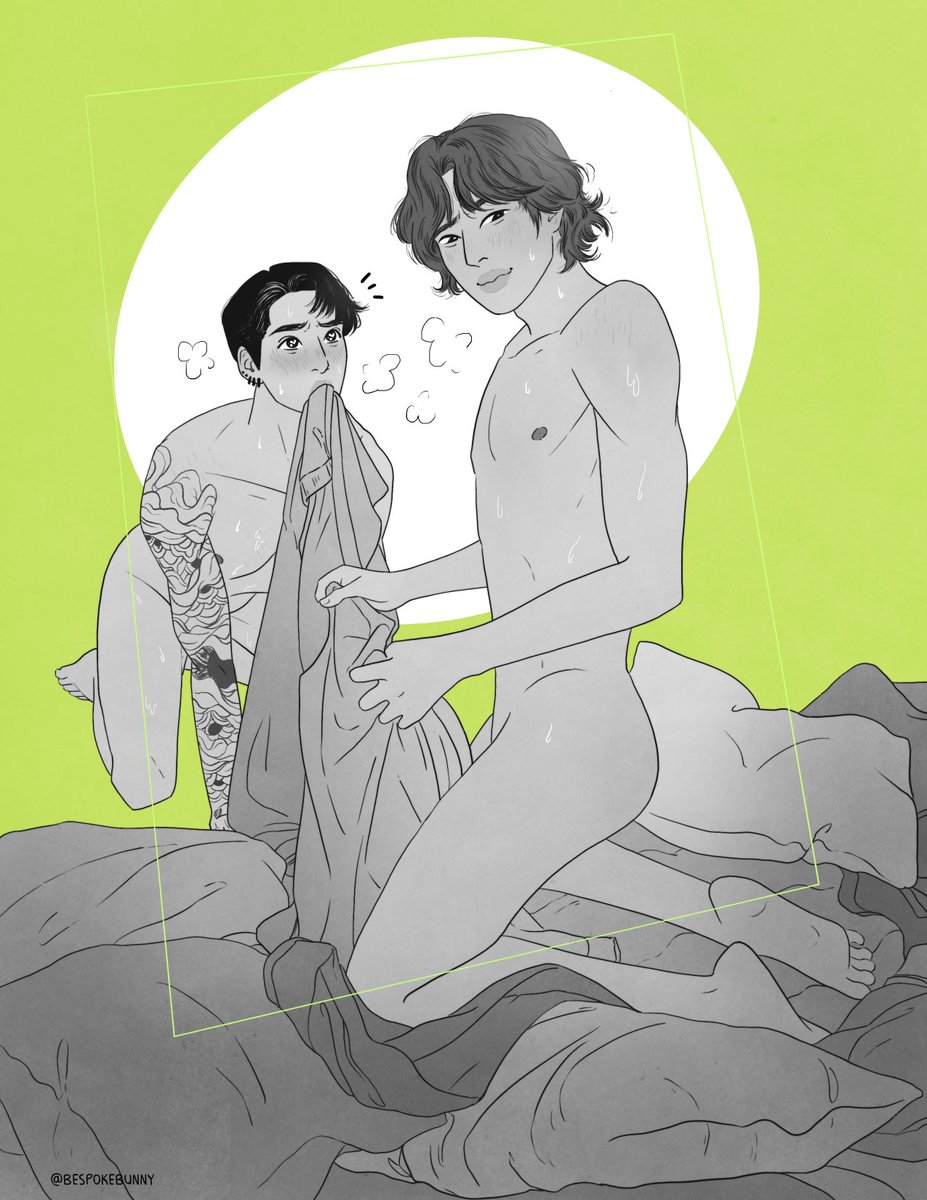 bangtanangst's tweet photo. Alpha pup is not allowed into the nest before it's ready, but Jeongguk is READY.

Seokjin's patience truly knows no bounds. 

Thank you so much to @bespokebunny who made this jinkook for me. She really knocked this scene out of the park. Please shower her in deserved praise. https://t.co/VG0UcWiVnx