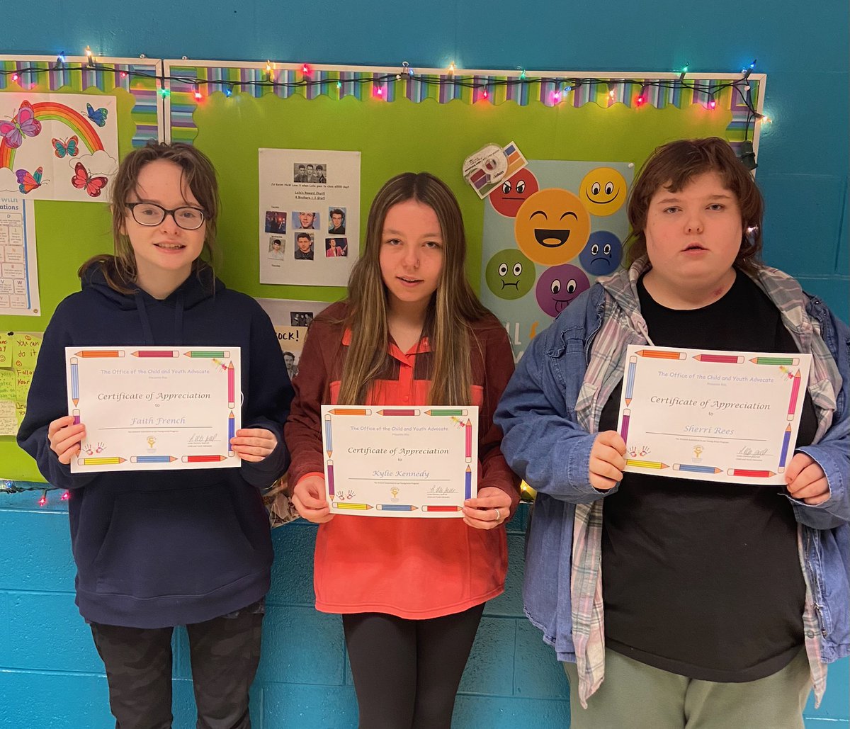Faith French, Kylie Kennedy and Sherri Rees received a certificate from the Office of the Child and Youth Advocate for their participation in the December Christmas Card contest. Their hard work, designs and artwork were amazing!⭐️⭐️ #PatriotPride <a href="/NLSchoolsCA/">NLSchools</a>