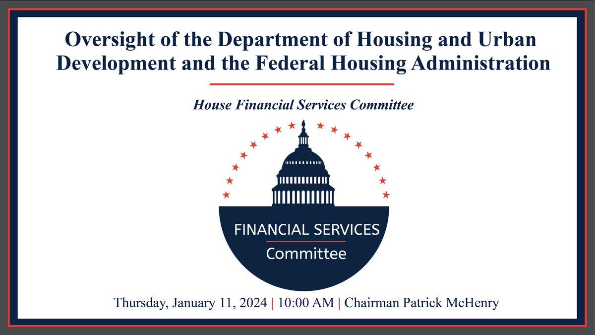 #HappeningNow: Chairman @PatrickMcHenry convenes the House Financial Services Committee for a hearing with Secretary Fudge to conduct oversight of @HUDgov. 📺 Tune in 🔗 financialservices.house.gov/calendar/event…