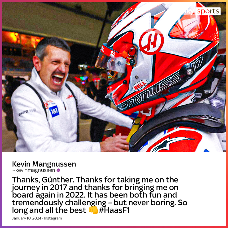 SkySportsF1's tweet photo. "Thanks for taking me on the journey...you're definitely a character!" ❤

Haas drivers Kevin Magnussen and Nico Hulkenberg pay tribute to departing boss Guenther Steiner 🙌