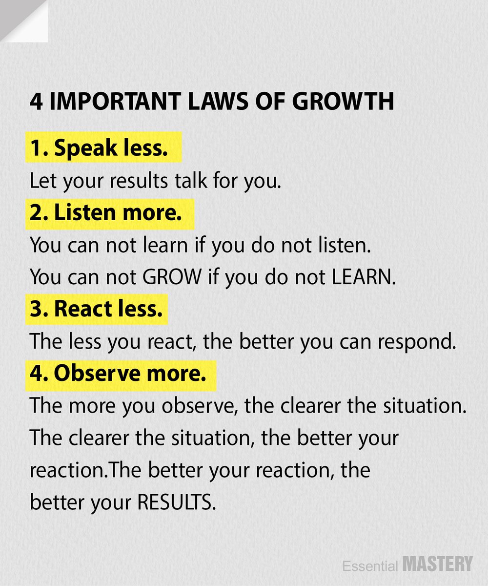 EssentialMastry's tweet photo. 4 Laws Of Growth, https://t.co/IwcvVBTsHg