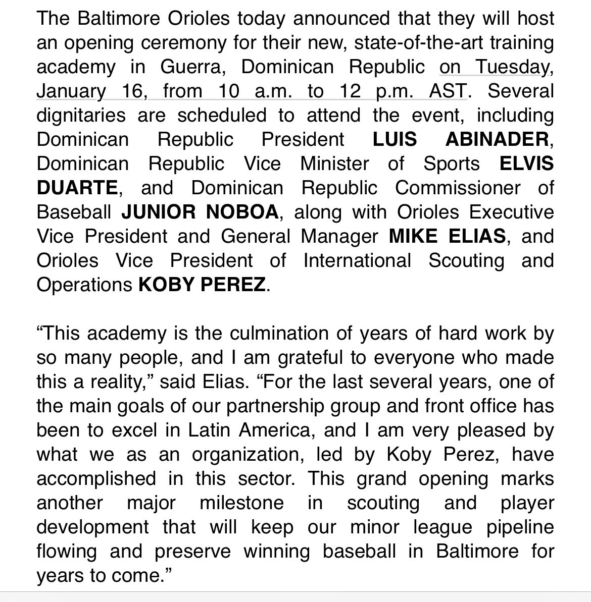 #orioles DR facility news