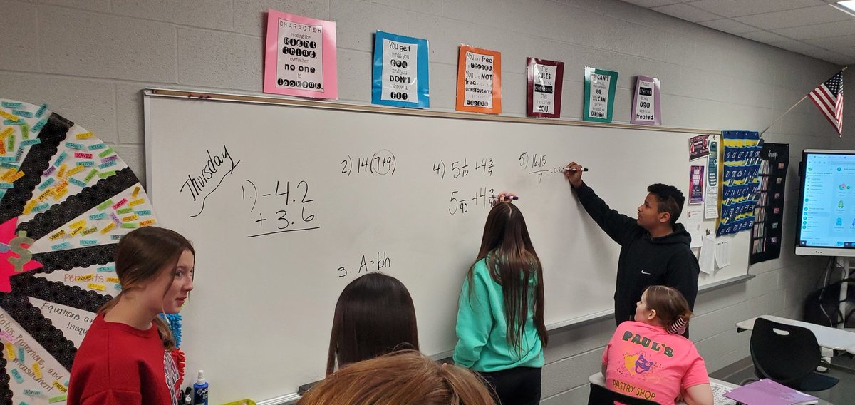 BMS_Cards's tweet photo. It may not appear exciting, but putting away the laptop, working as a team, and getting up to the board to work out a tough math problem is where it's at in middle school! 

@sslcscards
@BrooksideCards https://t.co/NZyje1Jay0