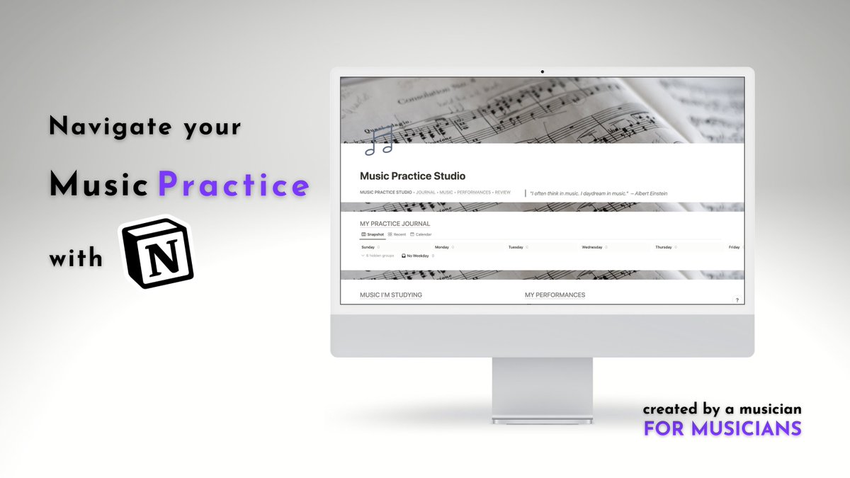 Practice like a PRO using <a href="/NotionHQ/">Notion</a>

Notion for Music Practice is the first practice journal of its kind.