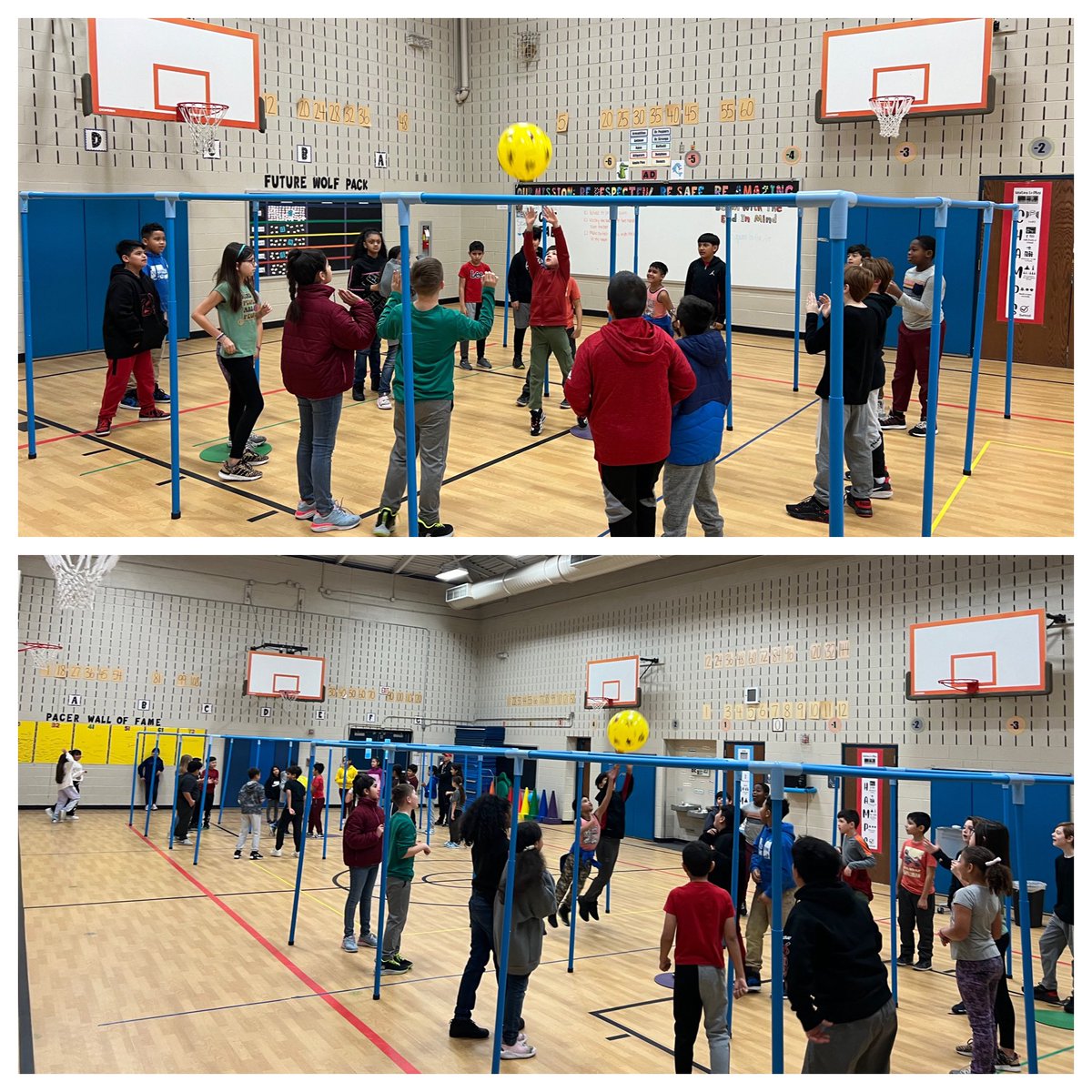 Double the courts and double the fun!!  Partner 9 Square in the Air!!  #TESleads @GCISD_PE