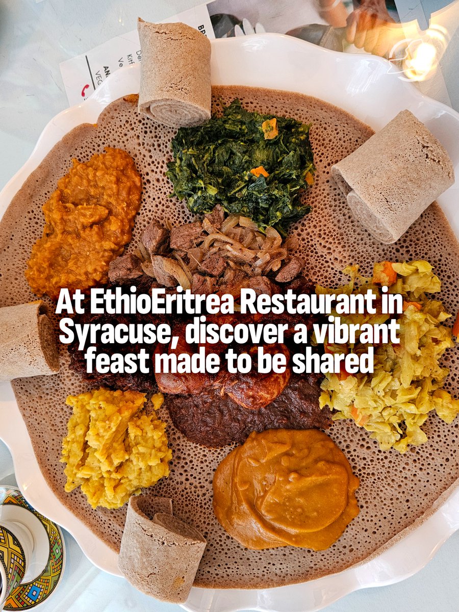 ThisisCNY's tweet image. Food critic @JacobPucci reviews EthioEritrea Restaurant in Syracuse:

"The tibs – also available with lamb – featured tender meat sauteed with rosemary and other herbs &amp;amp; spices, paired with perhaps the best, most buttery caramelized onions I’ve ever had."
thisiscny.com/food/2024/01/a…