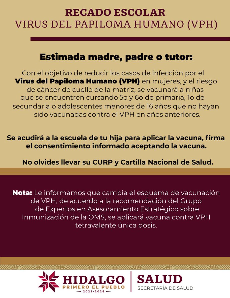 Salud_Hidalgo's tweet photo. ¡Proteger la salud es educar! Compartimos esta importante información sobre la vacuna contra el virus del papiloma humano. ¡La prevención comienza en la escuela! 📚💉

#PrimeroTuSalud #PrimeroElPueblo https://t.co/9Ig6YylMM4