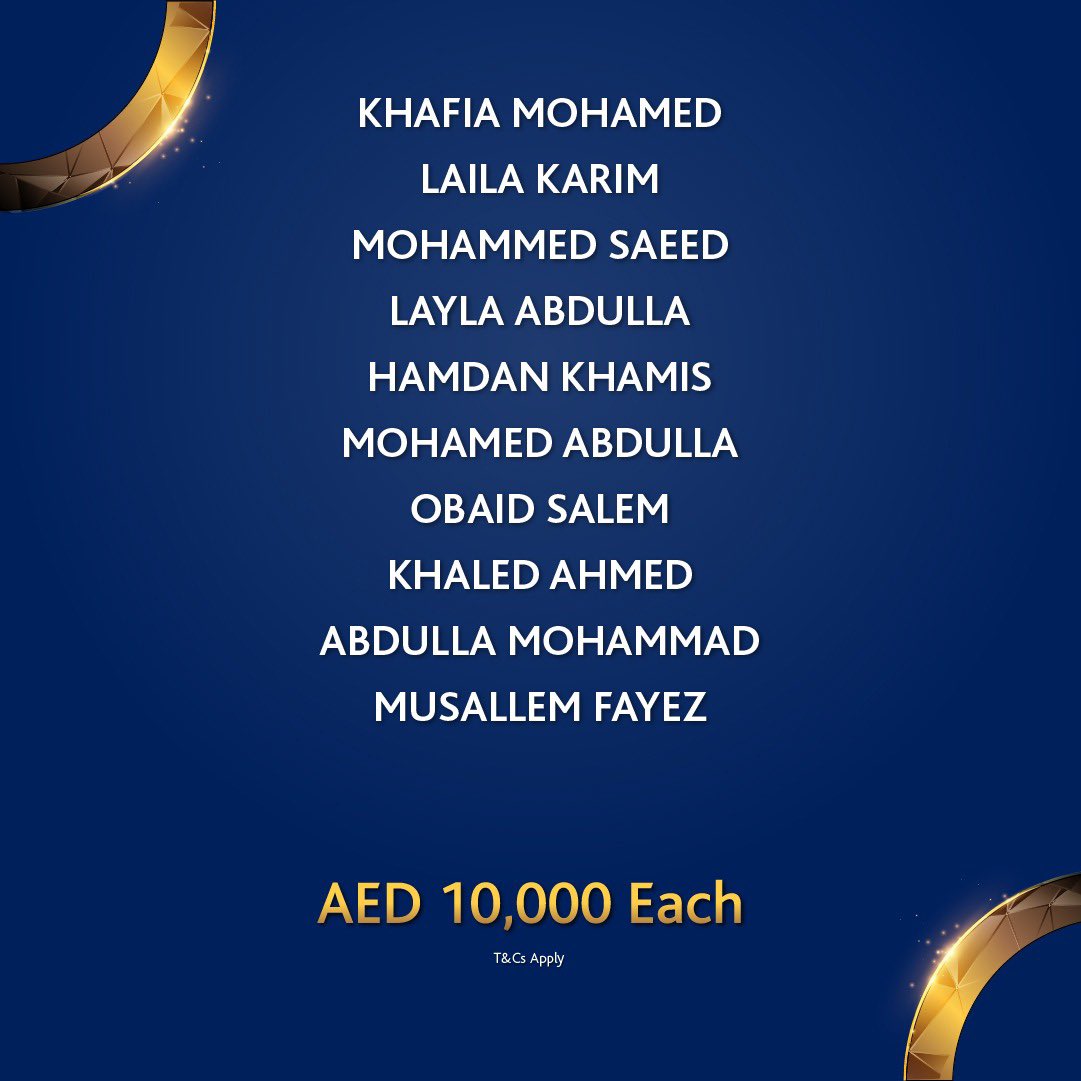ADIBTweets's tweet photo. Congratulations to our 10 Ghina savings winners 10,000 AED to each winner in our monthly #ADIB #Ghina #Savings #Account 11th January, 2024 draw!
Apply now and you could be next. Please swipe left for our full list of winners
If you’re already an ADIB customer, use your ADIB mobile app and open your Ghina account today!
Terms and Conditions apply
#ADIBAccounts #prizes #UAE #Ghina
يوم جديد و سحب جديد مبروك للفائزين العشرة اليوم ب 10,000 درهم لكل فائز مع السحب الشهري لحساب التوفير غنى من #مصرف_أبوظبي_الإسلامي الذي تم في تاريخ 11 يناير 2024!
إذا كنت من متعاملي المصرف، استخدم تطبيق المصرف وتقدم بطلبك على حساب التوفير غنى اليوم
تطبق الشروط والأحكام