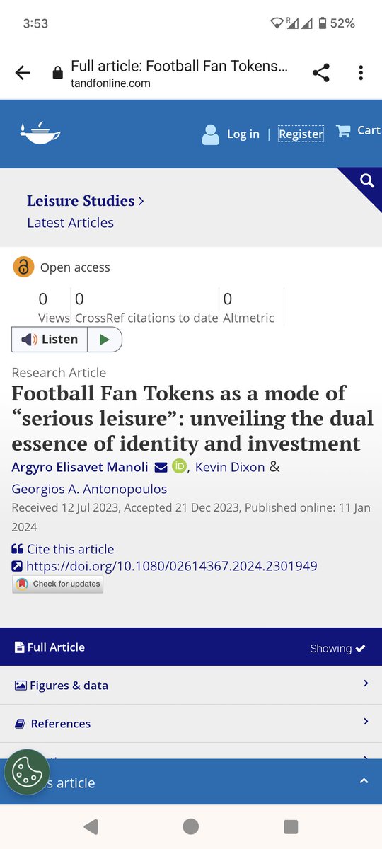 ArgyroElisavetManoli (@aemanoliphd) on Twitter photo Hot of the press! Why do people consume fan tokes? Well, you need to read our article in <a href="/tandfsport/">Routledge Sport, Leisure, and Tourism</a> Leisure Studies to find out!
It's open access too😉
tandfonline.com/doi/full/10.10… Hot of the press! Why do people consume fan tokes? Well, you need to read our article in <a href="/tandfsport/">Routledge Sport, Leisure, and Tourism</a> Leisure Studies to find out!
It's open access too😉
tandfonline.com/doi/full/10.10…