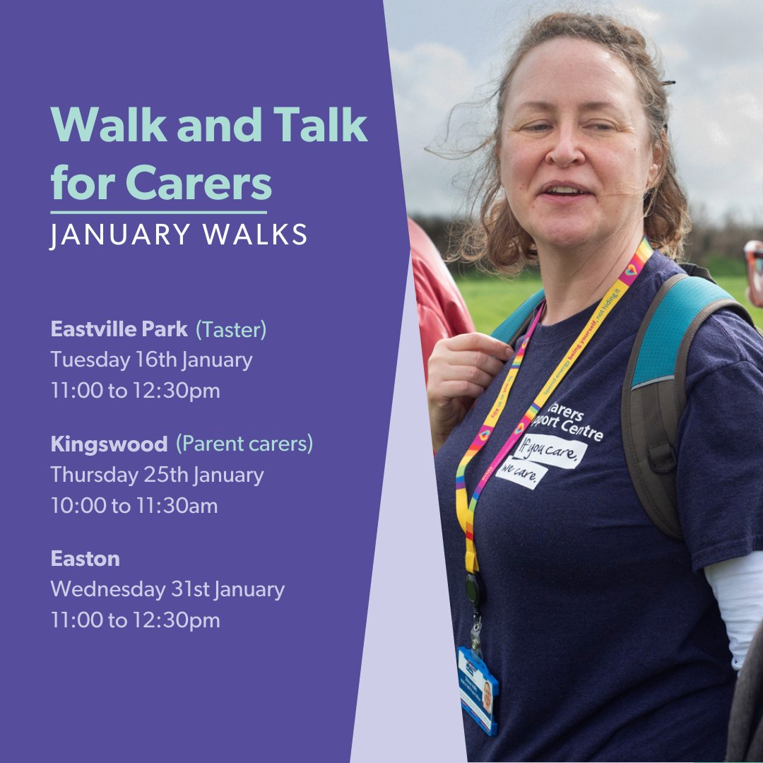 We've got 3 Walk and Talks coming up this January, including a taster session tomorrow. Walk and Talks aim to improve your health and well-being by enjoying a walk with other carers. Find out more: carerssupportcentre.org.uk/our-services/w…
