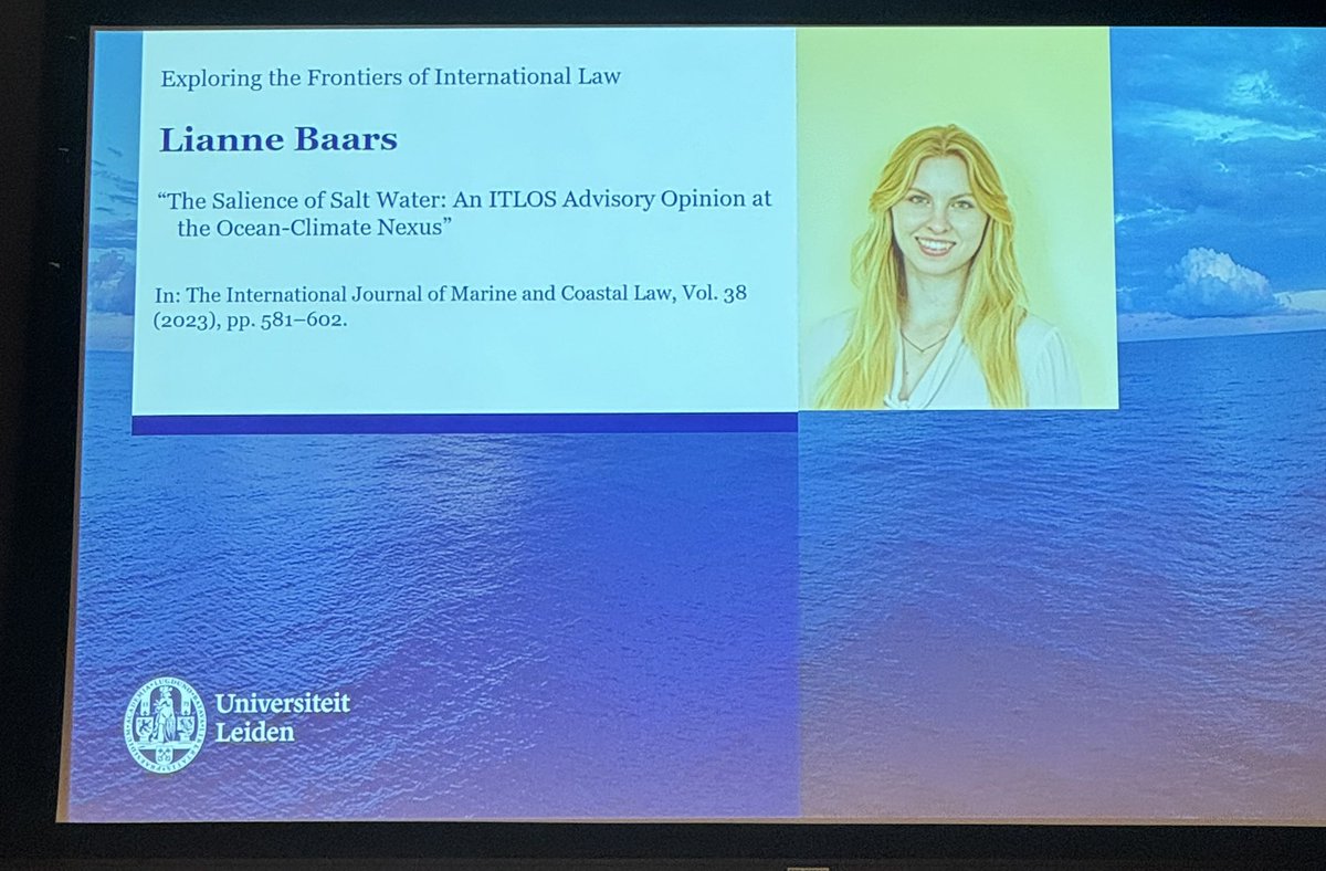 Warmest congrats to Lianne Baars for winning the 2023 EFIL prize for her impressive article on the role and potential of the ITLOS advisory opinion on Climate Change & Int Law in the Int Journal of Marine & Costal Law @GrotiusCentre @LeidenLaw