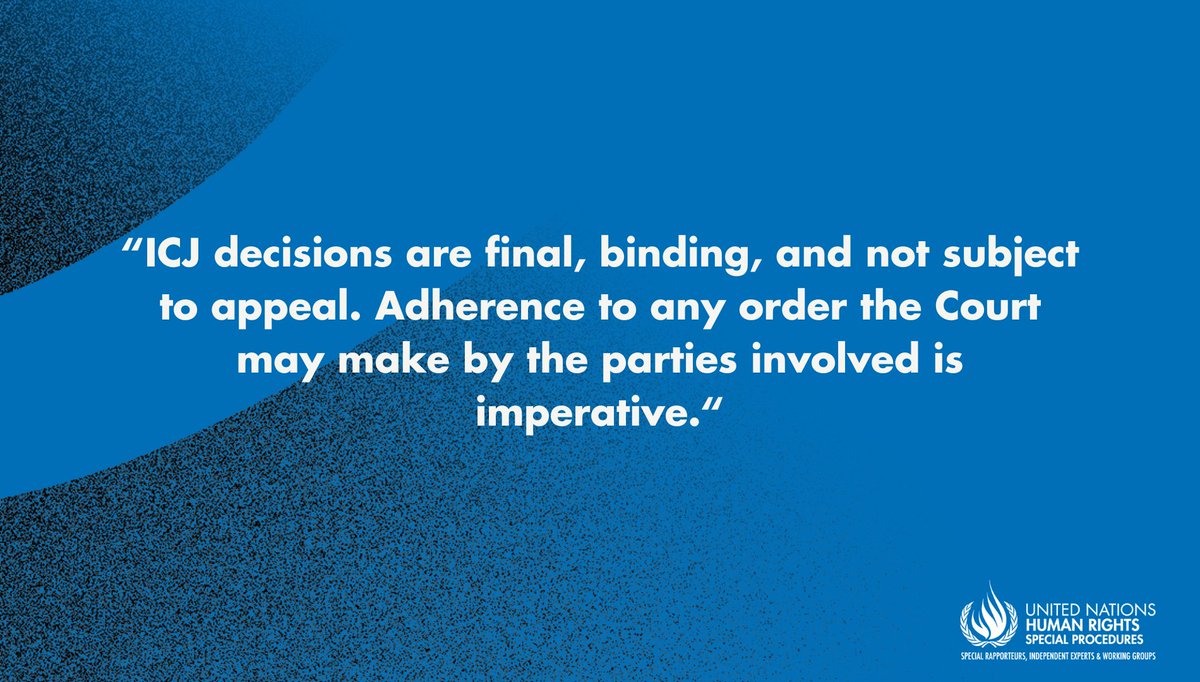 UN experts welcome the start of hearings at #ICJ into the case by #SouthAfrica alleging that #Israel is committing acts of genocide against the #Palestinian people. Experts urge parties to respect & implement any decision the Court may take. ow.ly/TWR950QpYIV