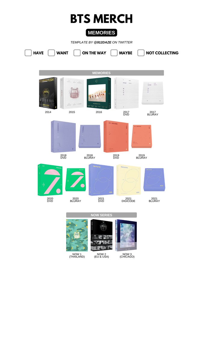 BTS Memories of 2016 & Merch List (Working on the Now series so I