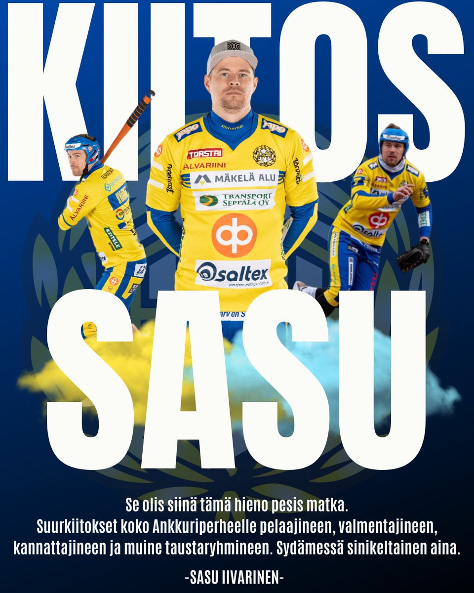 Sasu Iivarinen päättää hienon pelaajauransa!

Sasu on pelannut kaksi kautta lukuunottamatta pelinsä kasvattajaseurassaan Ankkureissa.
Alajärven Ankkurit kiittää Sasua pelaaja vuosistaan sinikeltaisissa ja toivottaa oikein paljon menestystä uusiin koitoksiin sekä tulevaisuuteen