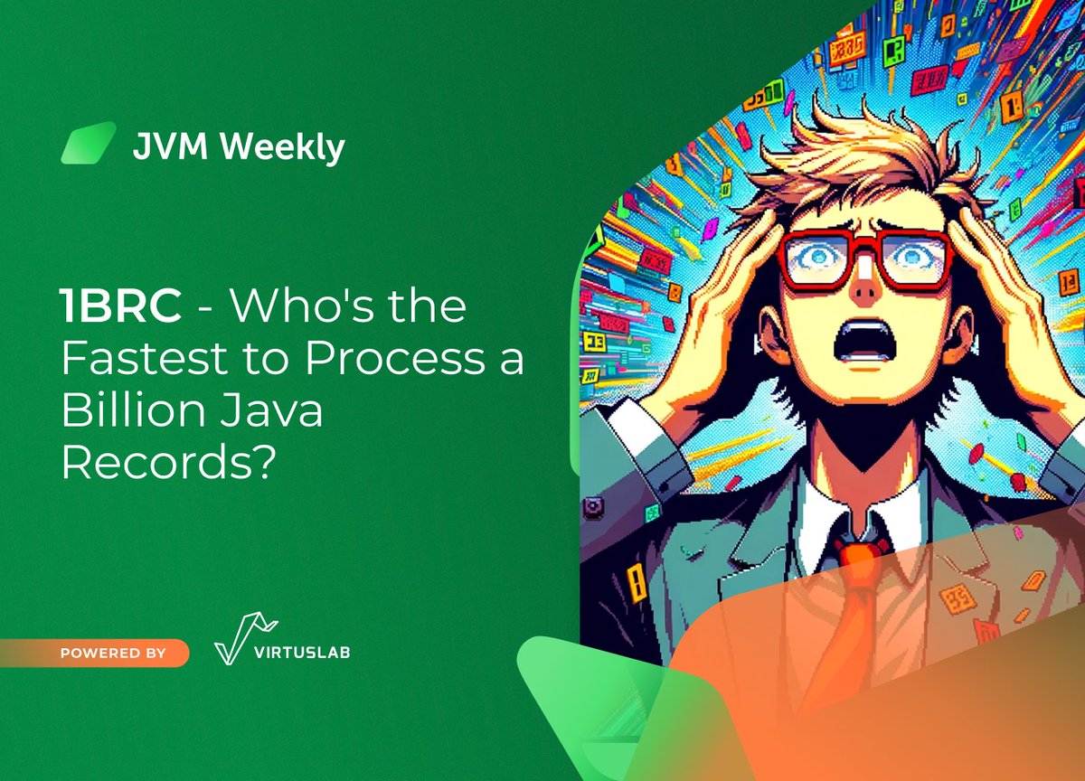 ArturSkowronski's tweet image. 📣 The latest edition of JVM Weekly is now live!

vived.substack.com/p/1brc-whos-th…

🌟 1BRC - Who's the Fastest to Process a Billion Java Records?

January brings a unique twist with the One Billion Rows Challenge (#1brc) by @gunnarmorling. It's a contest to process a billion Java…