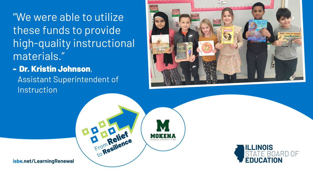 ISBEnews's tweet photo. In April 2021, @MokenaSD159 engaged stakeholders to decide how ESSER $ could be invested to pay off over 5 years. They bought ELA instructional materials, created a STEM course, and invested in academic supports. Read about how these investments paid off! https://t.co/YxqcLWaQA9 https://t.co/dApZd3QdzD