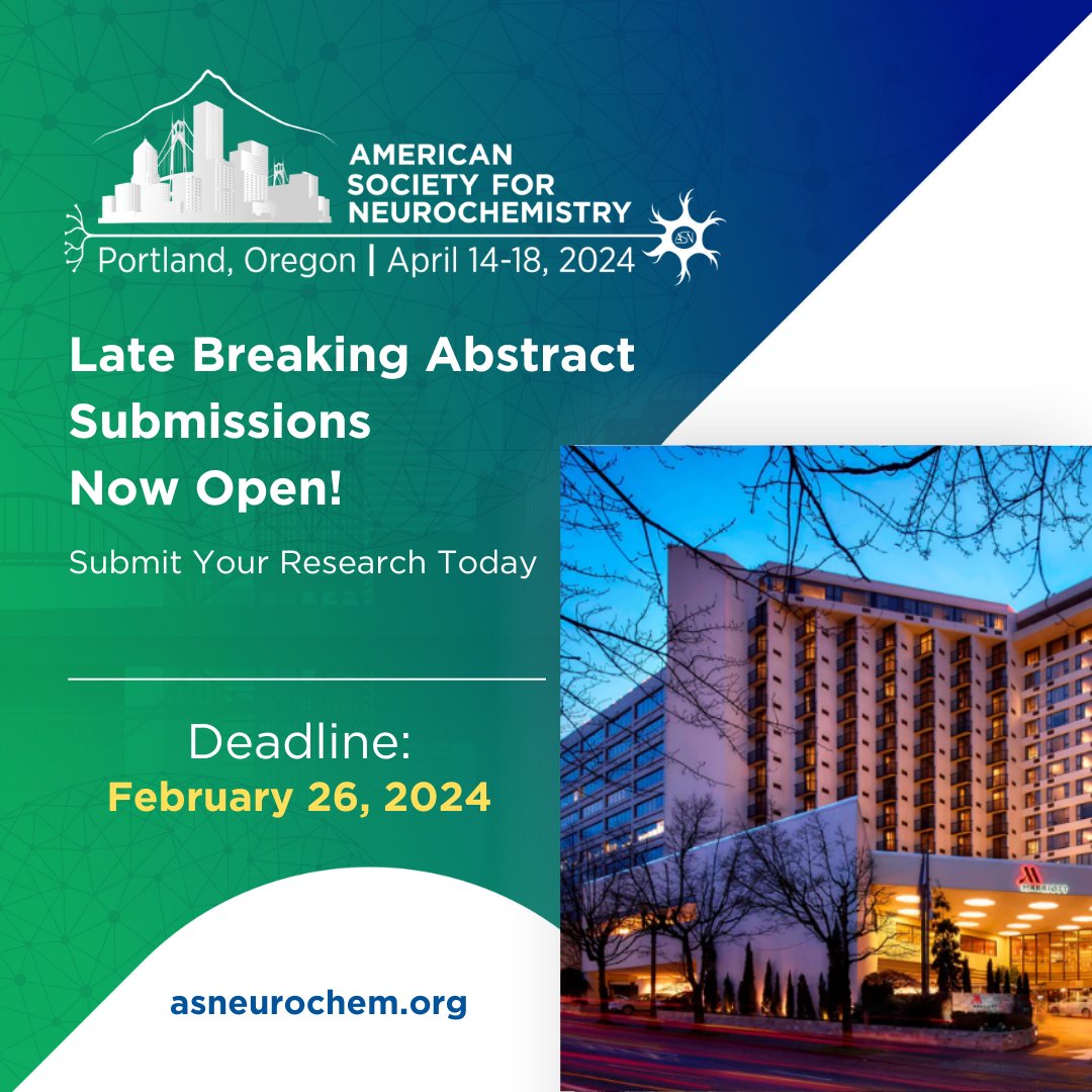📢We've got great news! #ASN2024 planning committee is currently welcoming late-breaking abstracts for submission! Submit your research before February 26 by registering first at asneurochem.org/2024-registrat… #neurochemistry #neuroscience