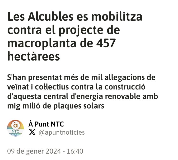 ubiracional's tweet photo. El dia 20 de gener hi serem a València per a clamar, entre moltes coses, contra la barbaritat que volen fer a #Alcublas. Un poble cremat (fa 13 anys), abandonat després d’allò i ara també, usurpat i invaït per la nova bombolla de les macrorrenovables.
https://t.co/e1VyLOKFkt https://t.co/i9zBME9dVx