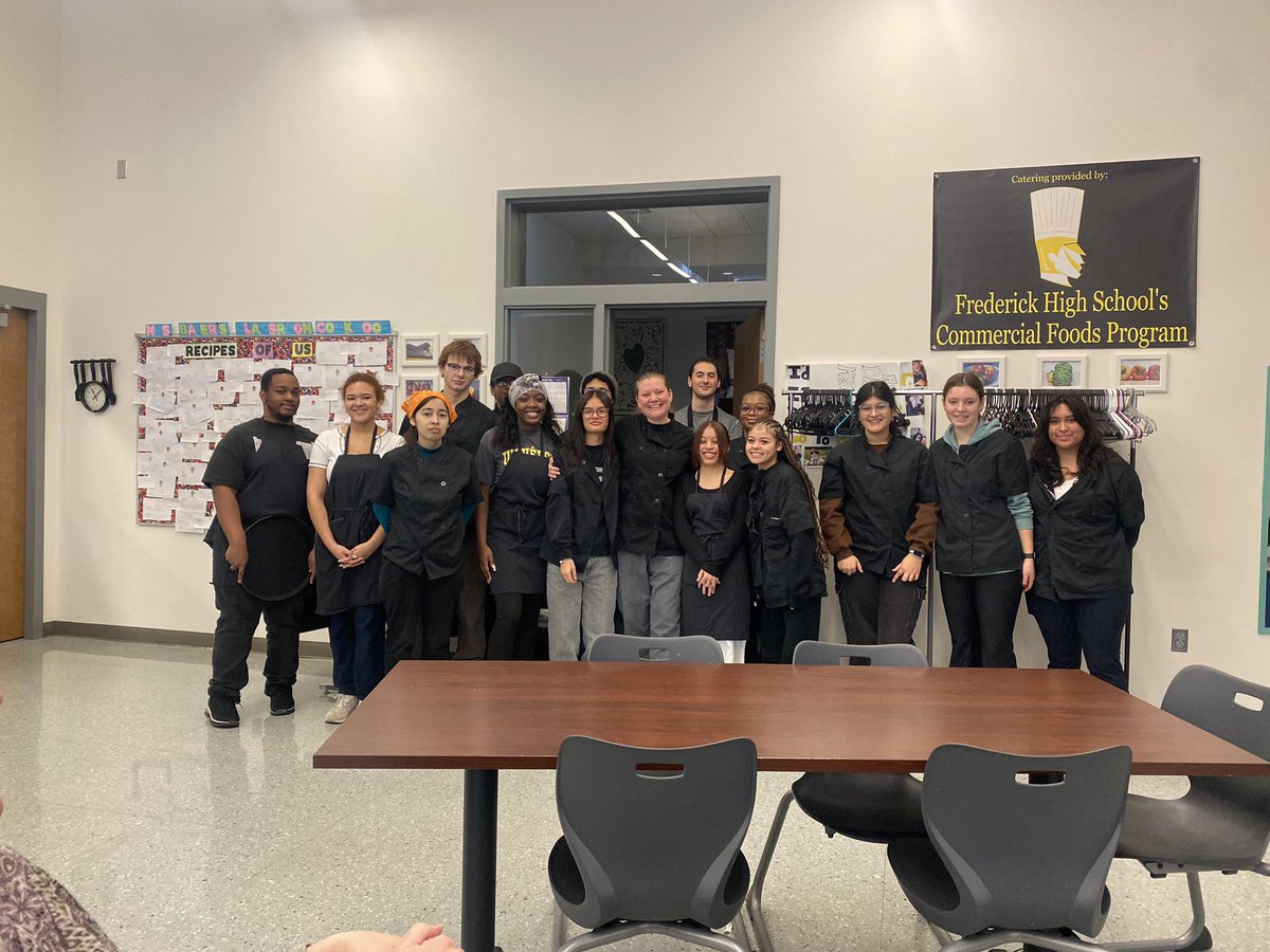 MrsGarlitz's tweet photo. Mrs. Templeton and I had an amazing lunch thanks to Ms. Baier’s fantastic hospitality students!! Everything was to die for! Thank you for the invitation to The Culinary Kitchen! #bigfred #fcpsmd @FCPSCTE https://t.co/TFiL1QtpGc