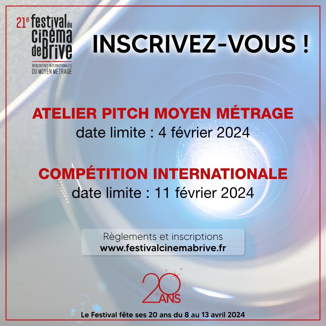 FCBrive's tweet image. ⚠️ Plus que quelques semaines pour inscrire vos films à la compétition internationale et envoyer vos projets pour l'atelier Pitch moyen métrage ! 🎥📑

Règlements et inscriptions : festivalcinemabrive.fr/inscrire-un-fi…