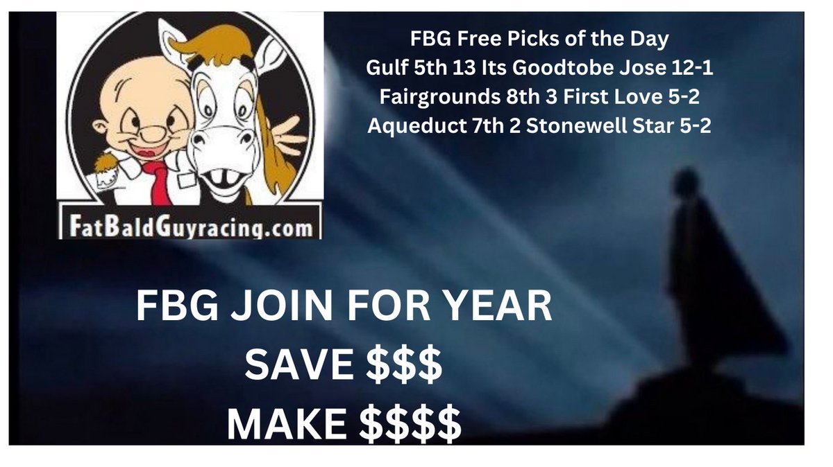 fatbaldguyracin's tweet photo. Lets Go Big Day Today We got Gulfstream, Aqueduct, Fairgrounds , and Turfway Park . Big Plays all over. Gulfstream we got 6-1 Star Play, 8-1 Big Play, and 12-1 we are trying to end P5 with . Fairgrounds we got 2 Star Plays both 3-1 . #FBG #DanFuel #DanDuel https://t.co/Qu1iSx1MRr
