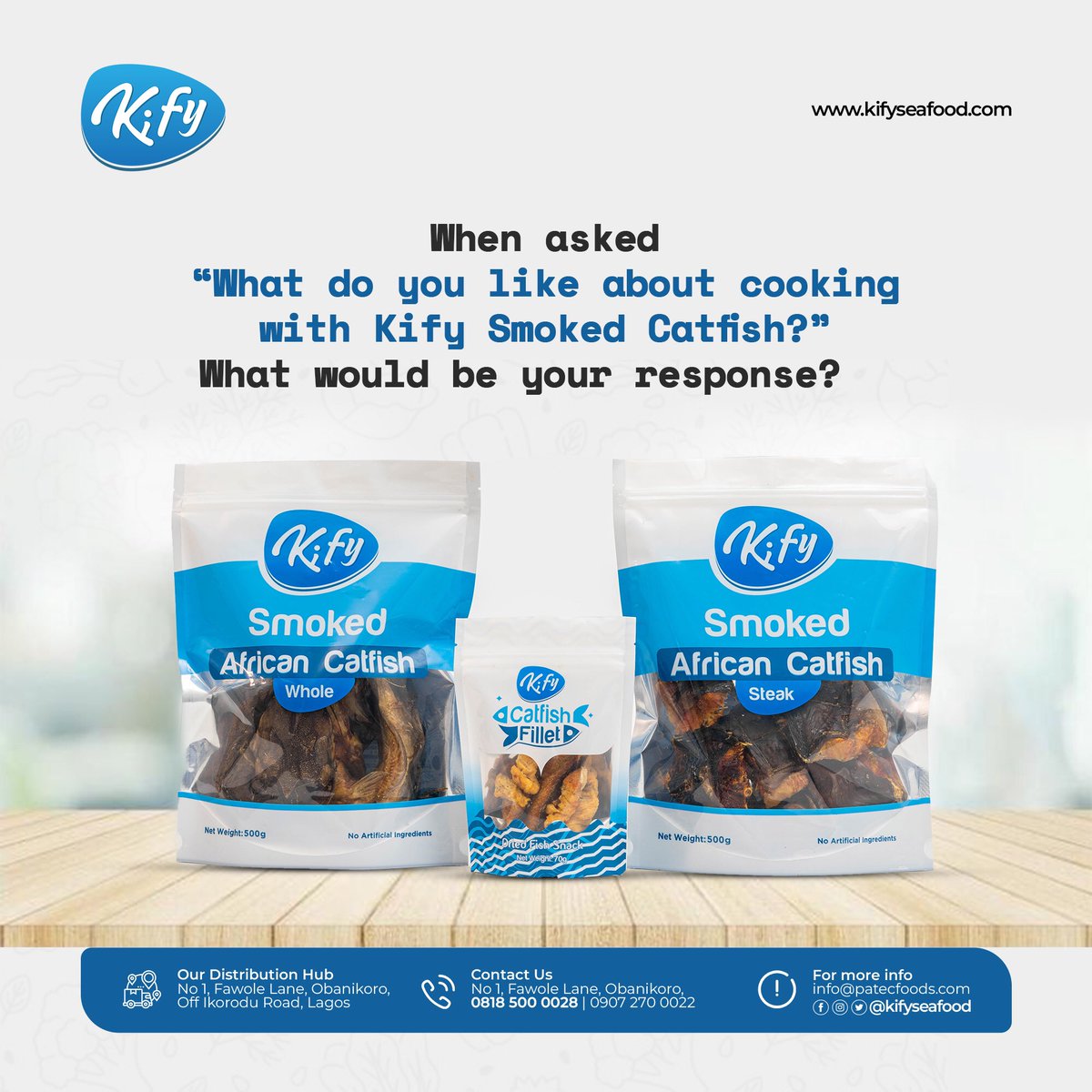 kifyseafood's tweet photo. Today we are getting review from you! Yes you!😃

Tell us why you like cooking with Kify smoked catfish? . Comment below. 
•
To order ;
📌 Shop on our website (link in bio) 
📌 Visit the nearest supermarket store 
📌 Please See the Pinned Post for the Full Price List. https://t.co/R3WXnRncv9