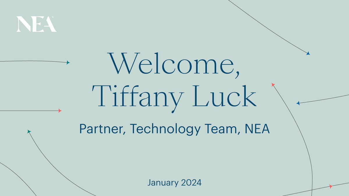 🎉 We're thrilled to announce that Tiffany Luck has joined NEA as a Partner on the Technology Investing Team. Welcome, @lucktm! 📰 nea.com/news/press-rel…