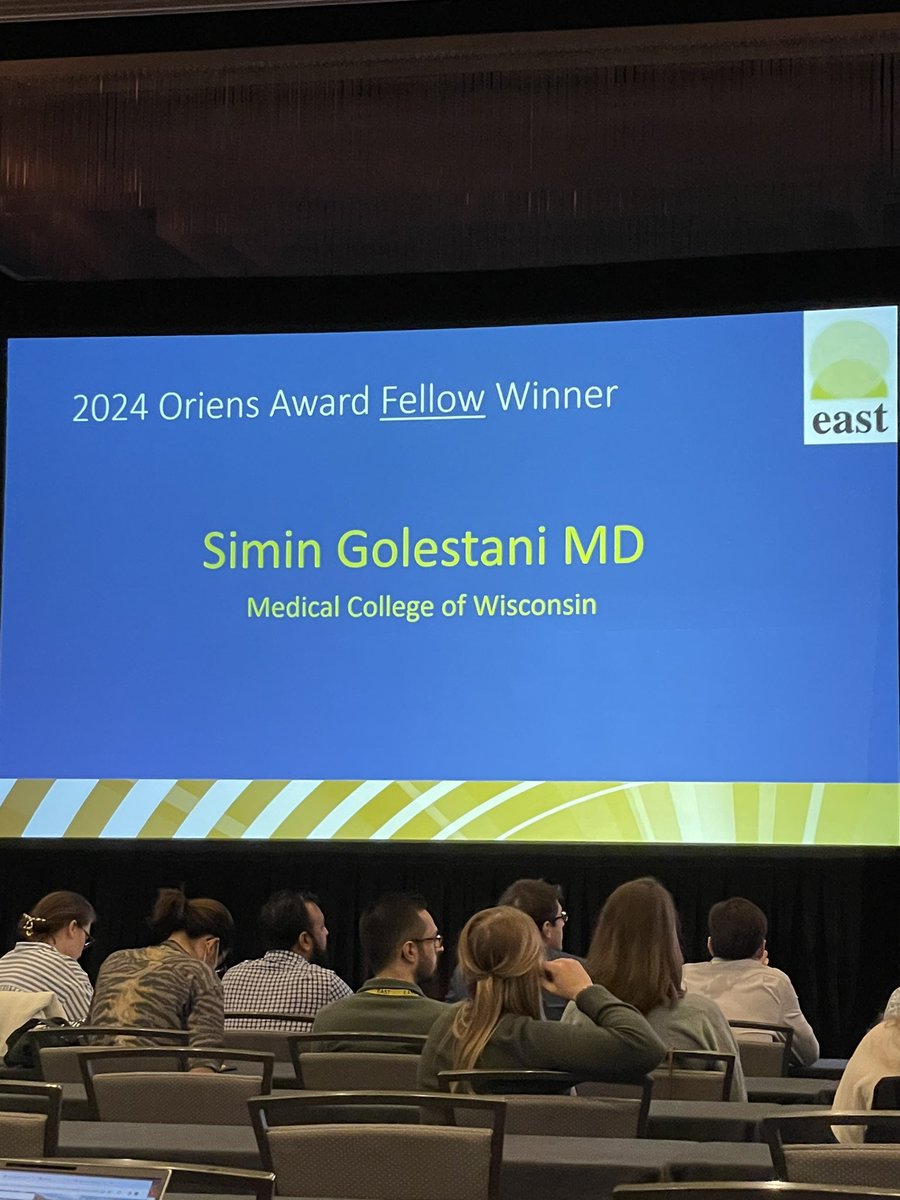 WGAndrewsMD's tweet photo. Proud of my co-fellow @SiminGolestani for her EAST Annual Oriens Essay-winning presentation! #EAST2024 More strong work from @MCWtraumaacs https://t.co/7Ye5U2CGm2