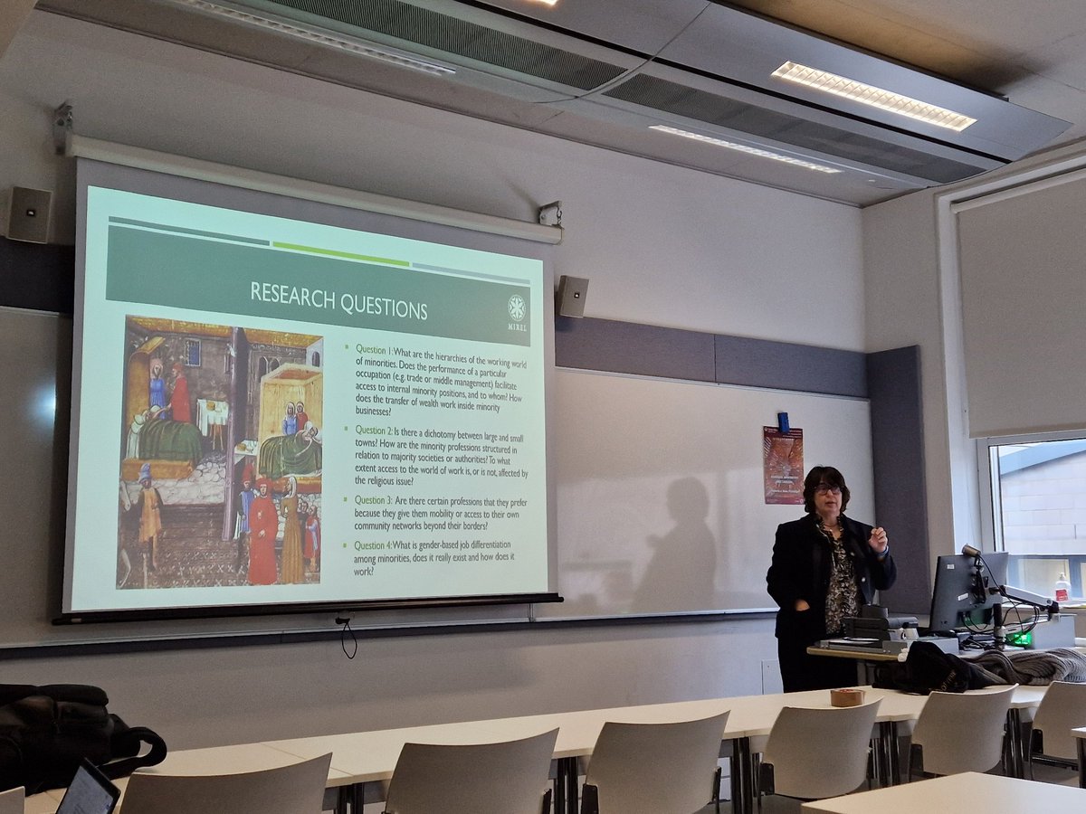delfinietois's tweet photo. Ana Echevarría @UNED presents the goals of #MIREL one of the partners involved in this workshop on Religious Minorities &amp; Labour along with @QMHistory https://t.co/7zVZIlsdju