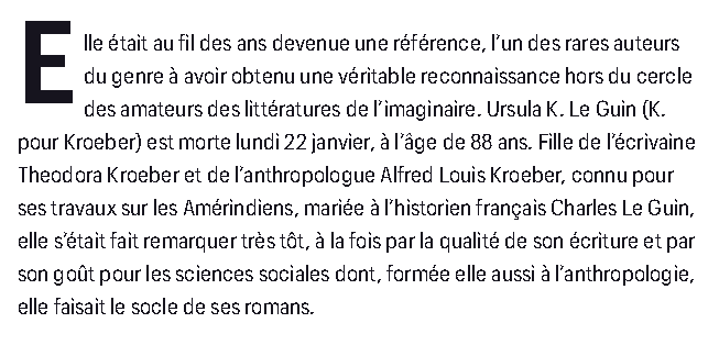 ScienceCQFD's tweet photo. @ursulaleguin @lebelial @elbakin @newscientist @libe @nationalbook @ActuSF @lemondefr 2018 > @ursulaleguin, grande prêtresse de la #SF, est morte https://t.co/UmAsboXF7e via @Telerama #ScienceQCFD https://t.co/TR4hW9ORQx