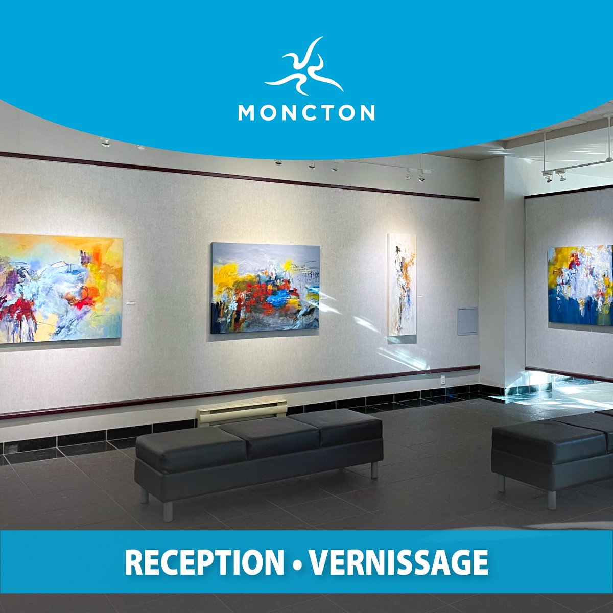 CityofMoncton's tweet photo. The Moncton Gallery, located in the lobby at City Hall, is currently featuring The Draw Words, a series of paintings created by Murielle Caissie. The exhibit is on display until Feb. 23. 🎨

📅 Come meet the artist during a reception taking place Jan. 18 at 5 p.m. https://t.co/PfpYOUX7Yv