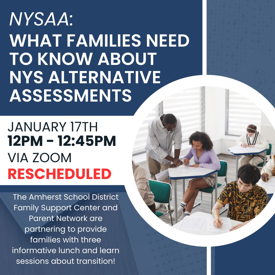 PSA: WORKSHOP RESCHEDULED!

Do you have a child that is entering high school, or you just want to learn about services out there for special education students? Does your child have an IEP or a 504 Plan?  

Register today for our free virtual workshop: parentnetworkwny.org/events/nysaa-w…