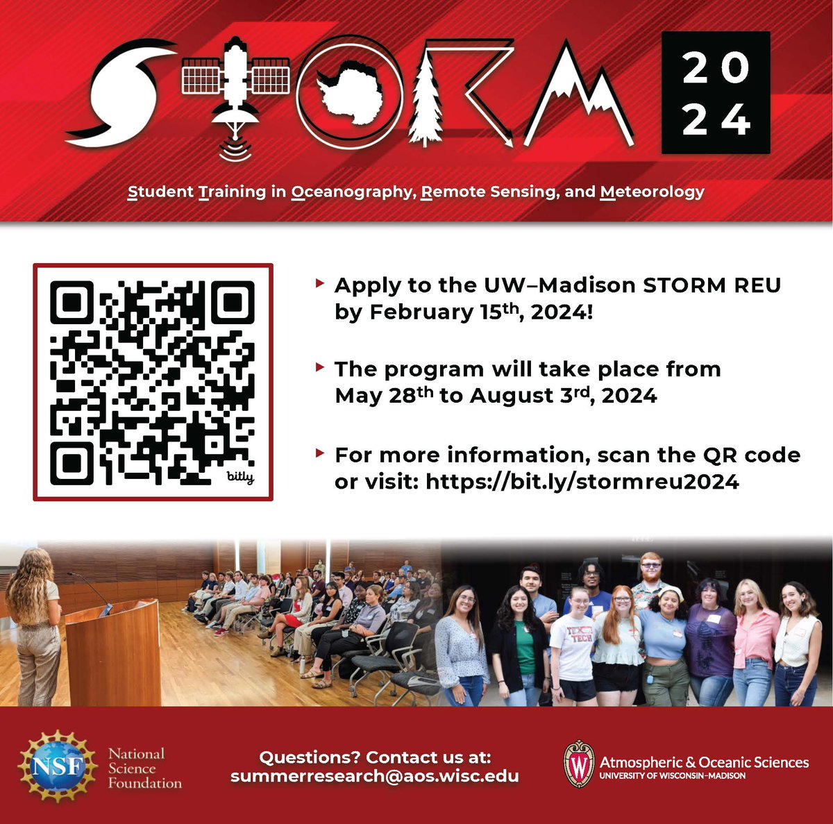 Applications for the 2024 STORM REU are due February 15. Open to undergraduates, this research program is helping to shape the next generation of leaders in climate, weather, and water research. Please share widely on your networks! More info: sites.google.com/wisc.edu/storm.