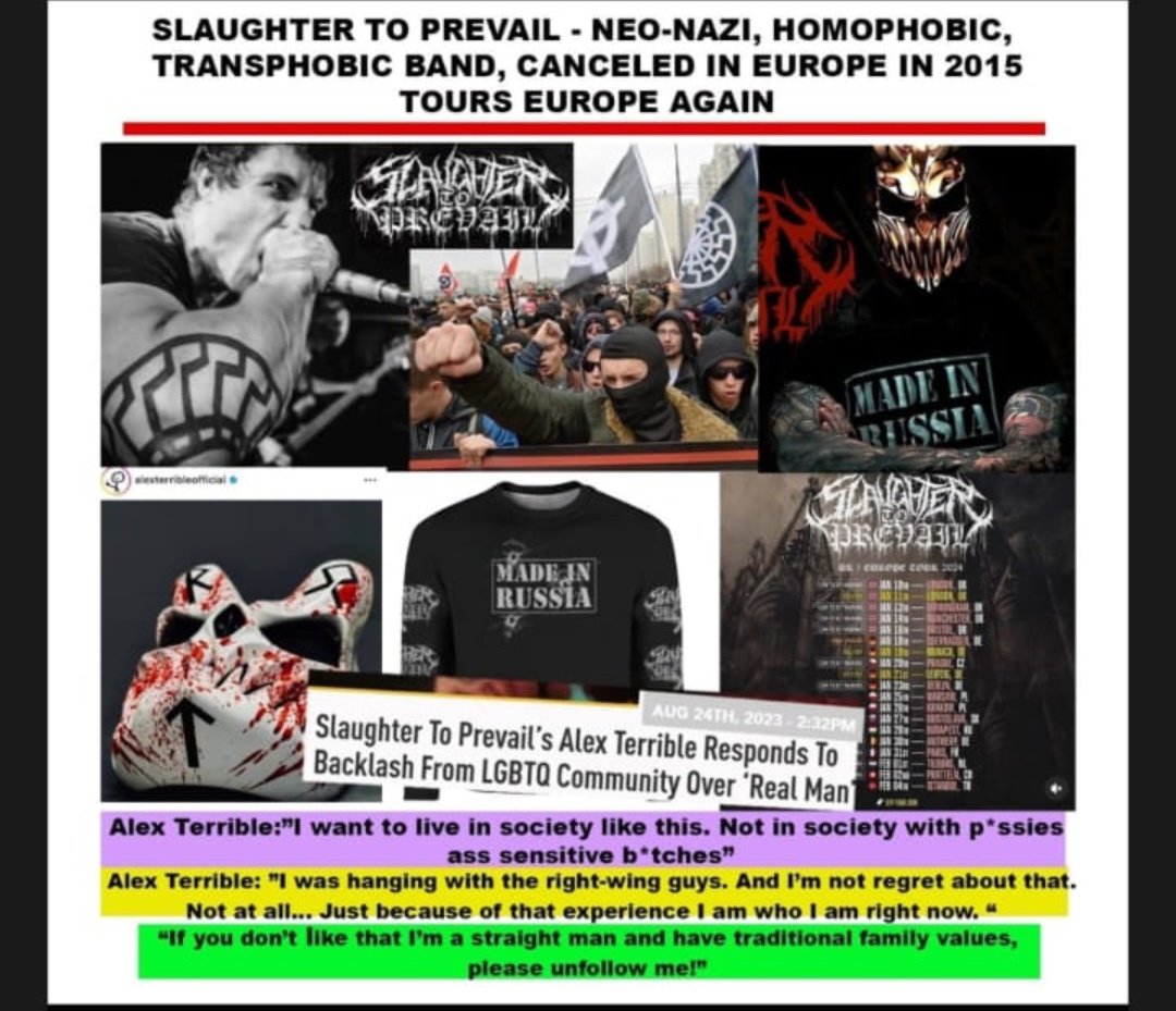 MAFC161's tweet photo. Not sure why @MancAcademy think its ok to book Slaughter to Prevail, a Russian deathcore band based in Orlando with clear far right ties. Give them a call at 0161 275 2930 and see what this gig on Sunday is all about 1/2 https://t.co/NBwNS03B7E
